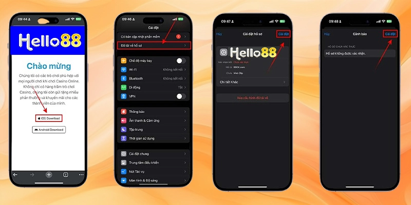 Hoàn thành các bước tải app Hello88 cho iOs